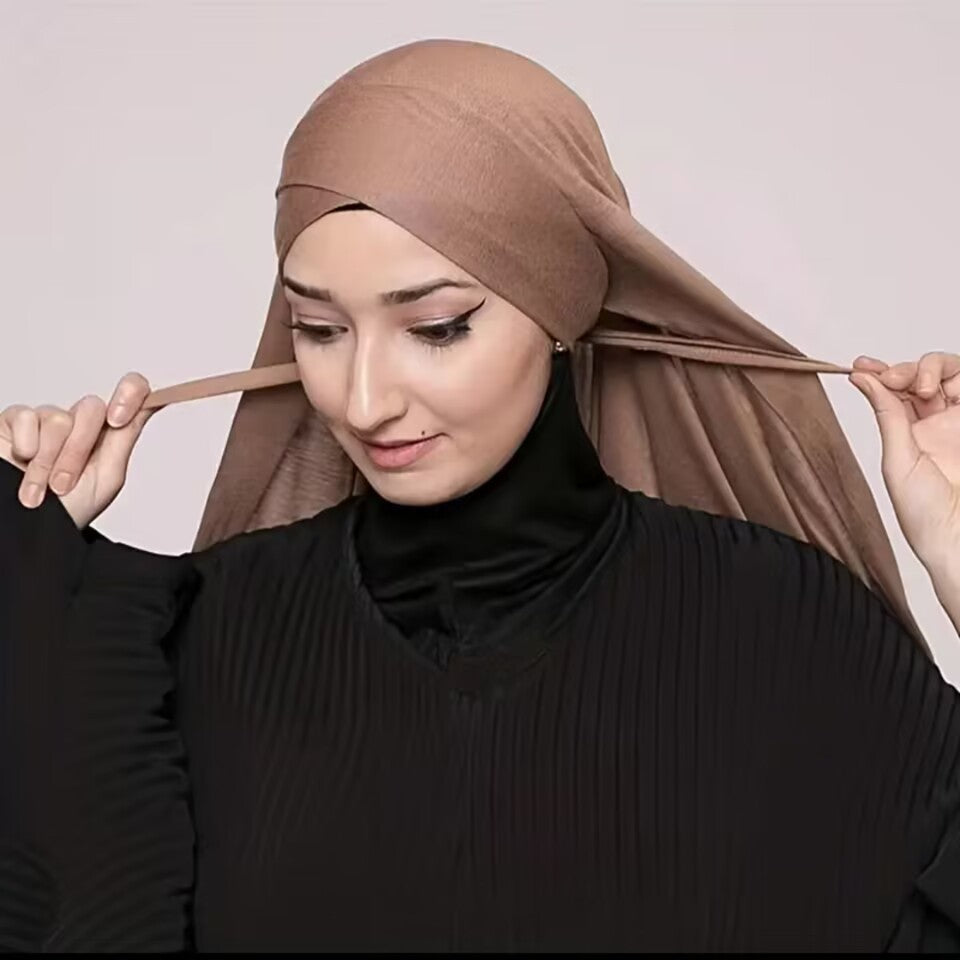 Solid Color Single-layer Cross Elastic Hijab