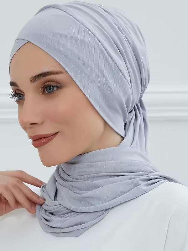 Solid Color Single-layer Cross Elastic Hijab