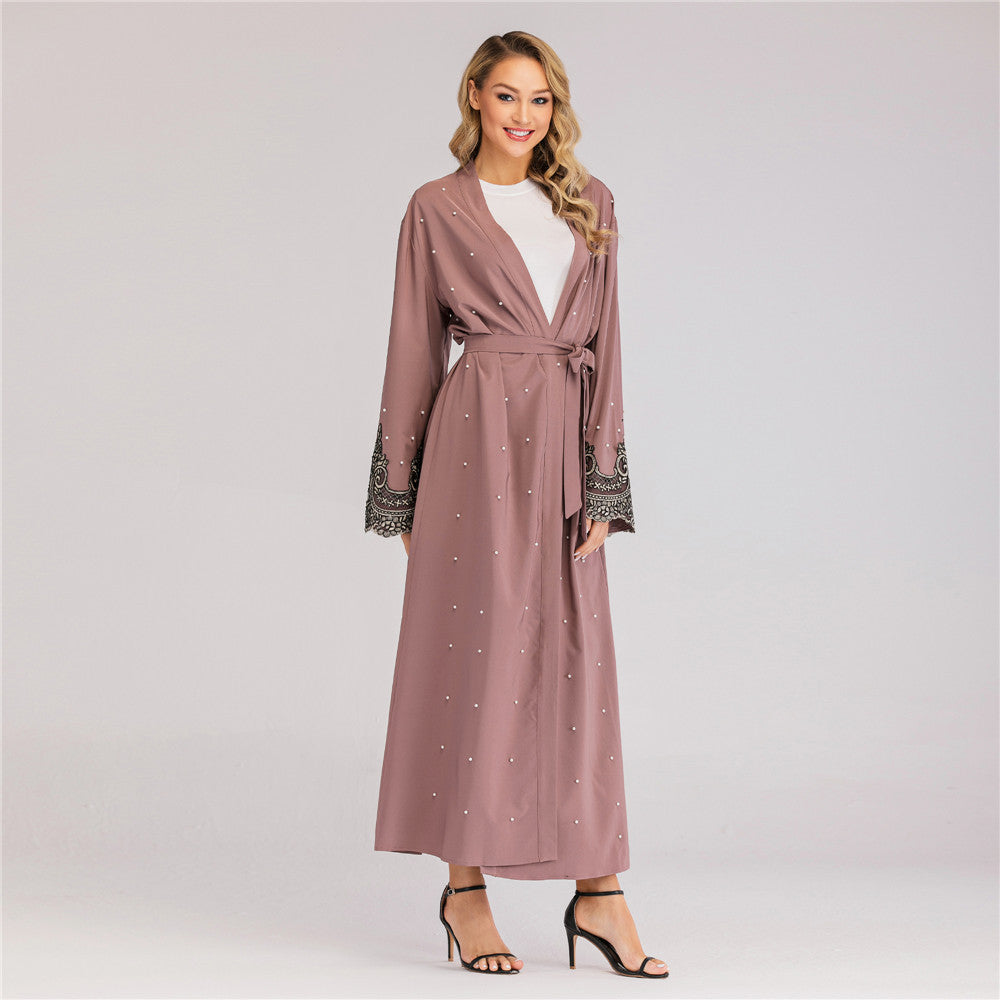 Rhinestones Embroidered Cardigan Dress