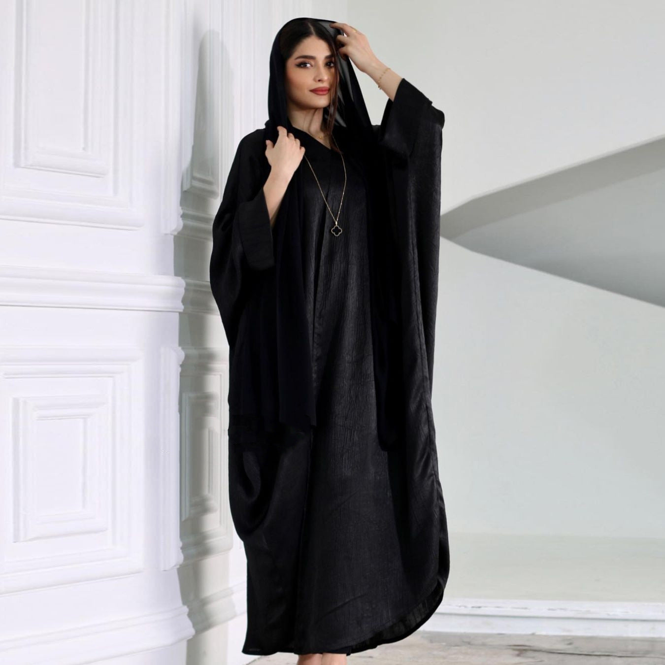 Sparkling Silk Bat Sleeves Abaya