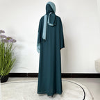 فستان مرقع بلونين مع حجاب