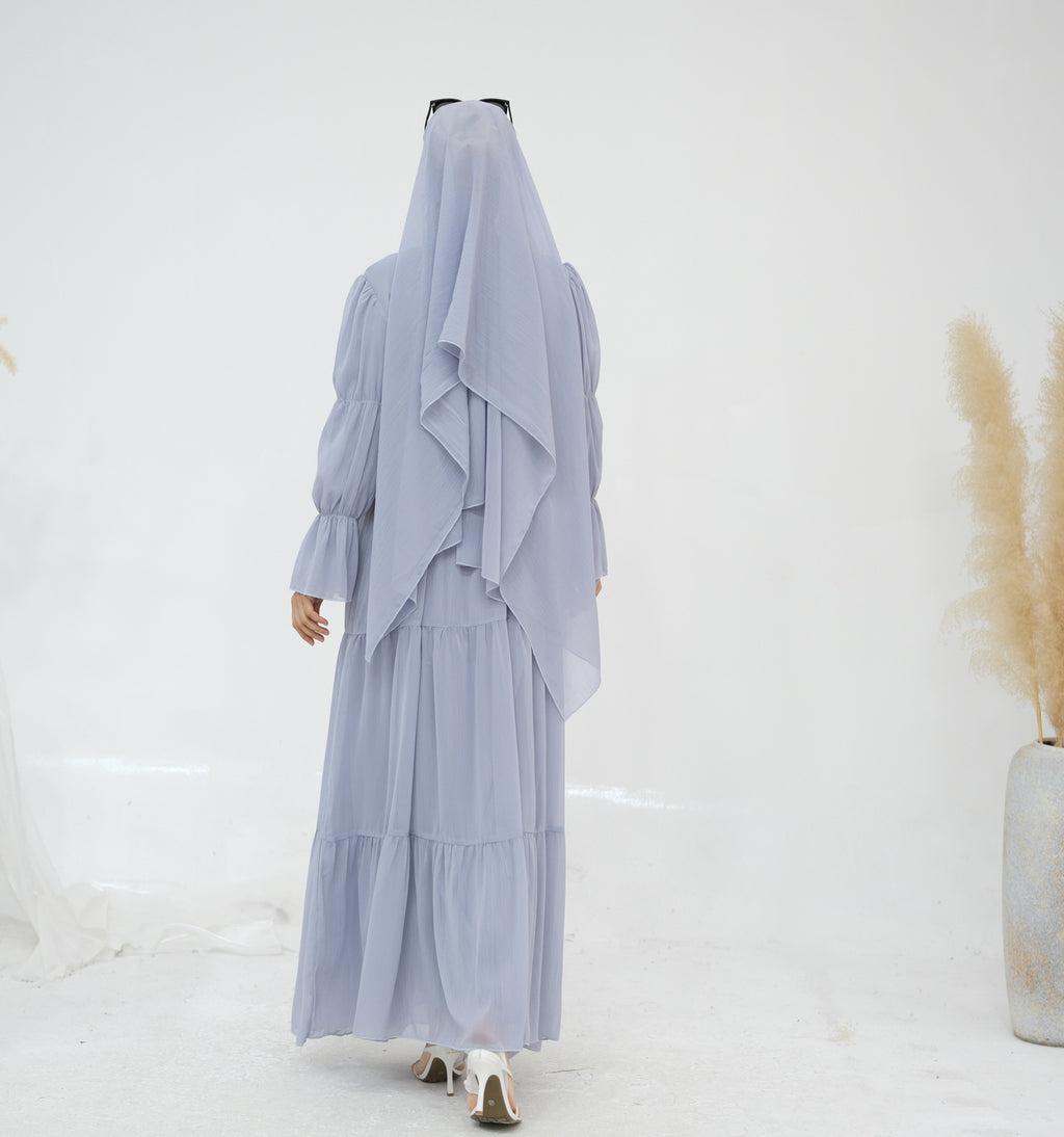 3 Pcs Set Elegant Chiffon Abaya with Hijab