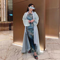 Wrinkled Cuffs Shiny Silk Abaya
