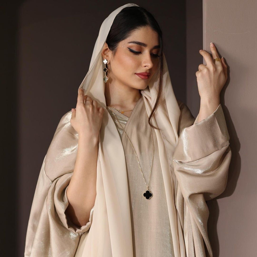 Sparkling Silk Bat Sleeves Abaya