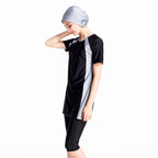 Color-blocking Stripes 3PCS Swimwear Burkini