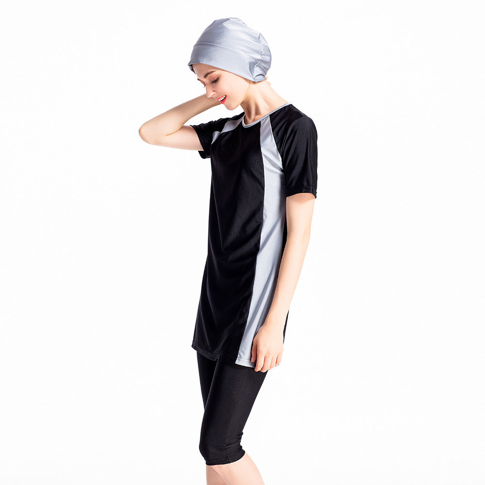 Color-blocking Stripes 3PCS Swimwear Burkini