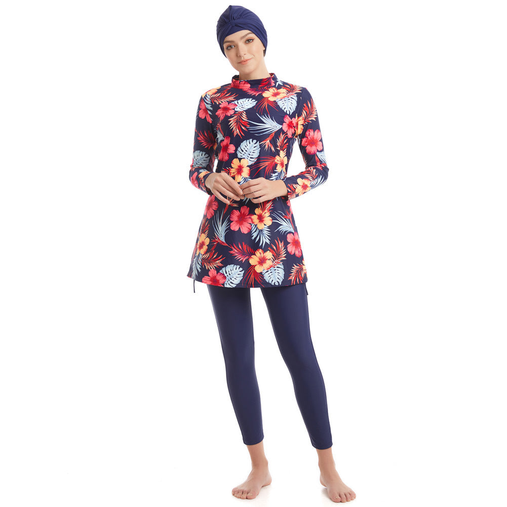 Floral Print Long Sleeve Swimsuit