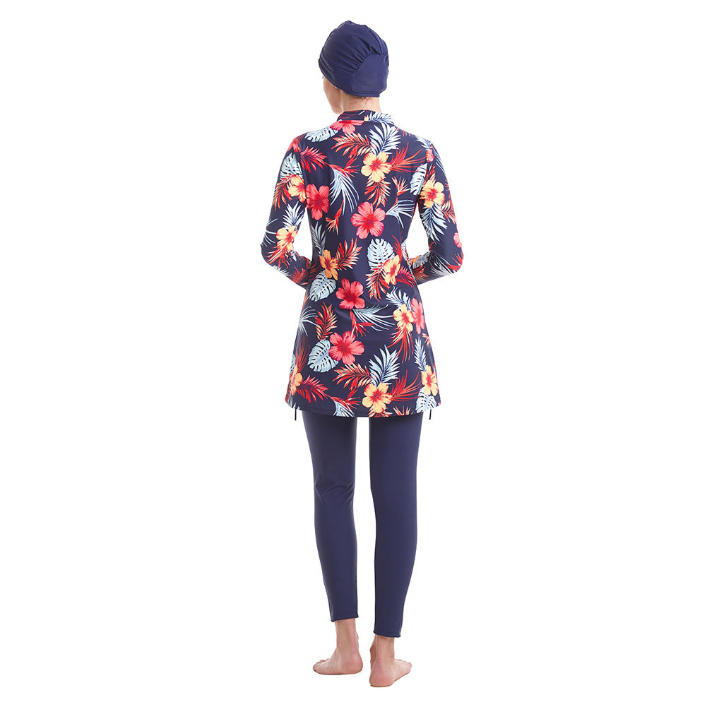 Floral Print Long Sleeve Swimsuit