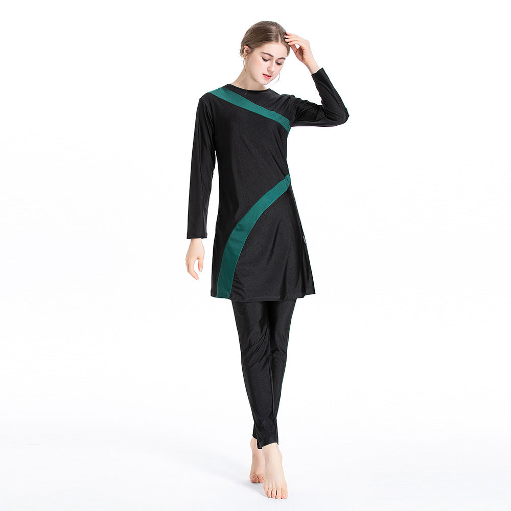 Solid Color 3PCS Sports Swimwear Burkini