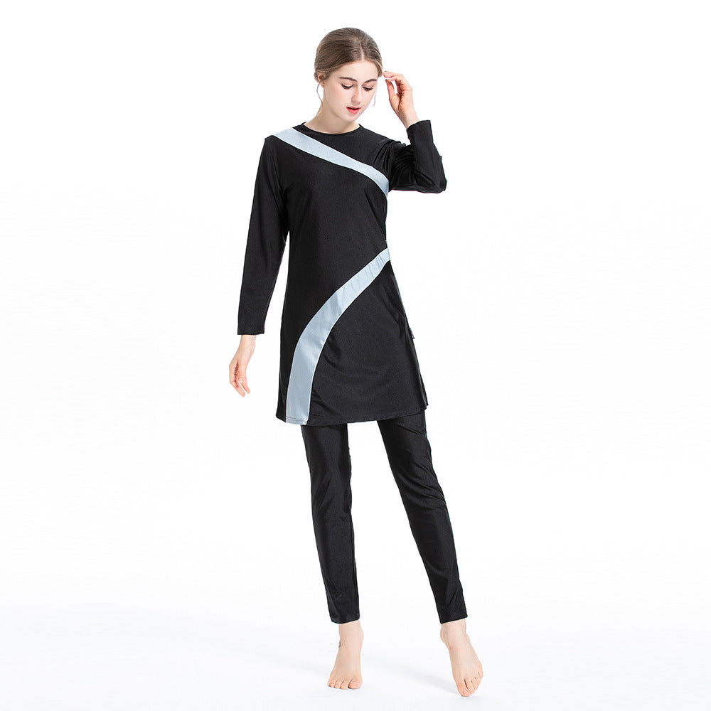 Solid Color 3PCS Sports Swimwear Burkini