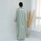 Shiny Satin Open Kimono Butterfly Abaya