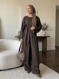 Elegant Linen Blend Kimono Abaya