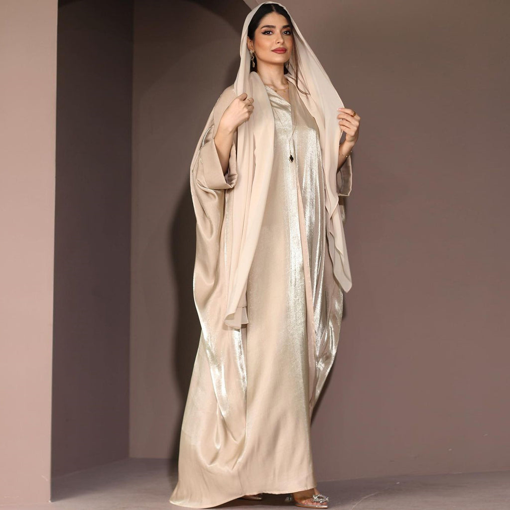 Sparkling Silk Bat Sleeves Abaya