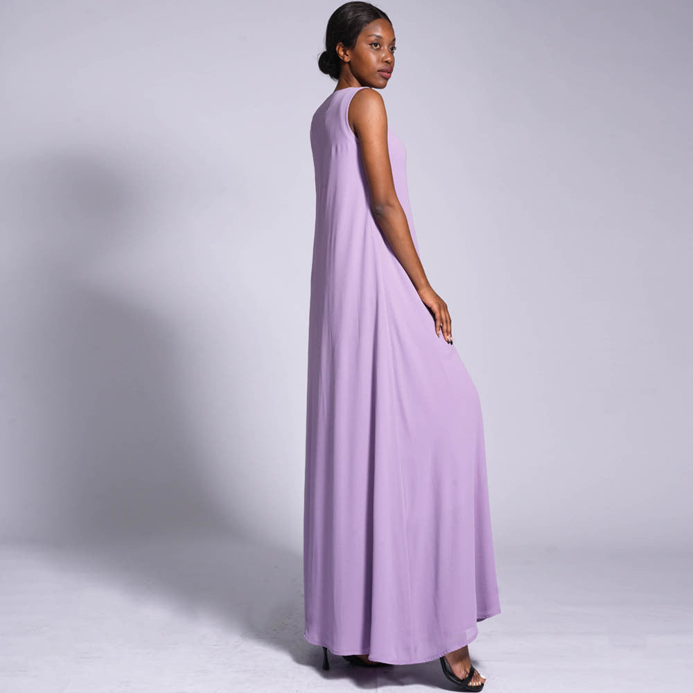 Double Layered Chiffon Sleeveless Dress