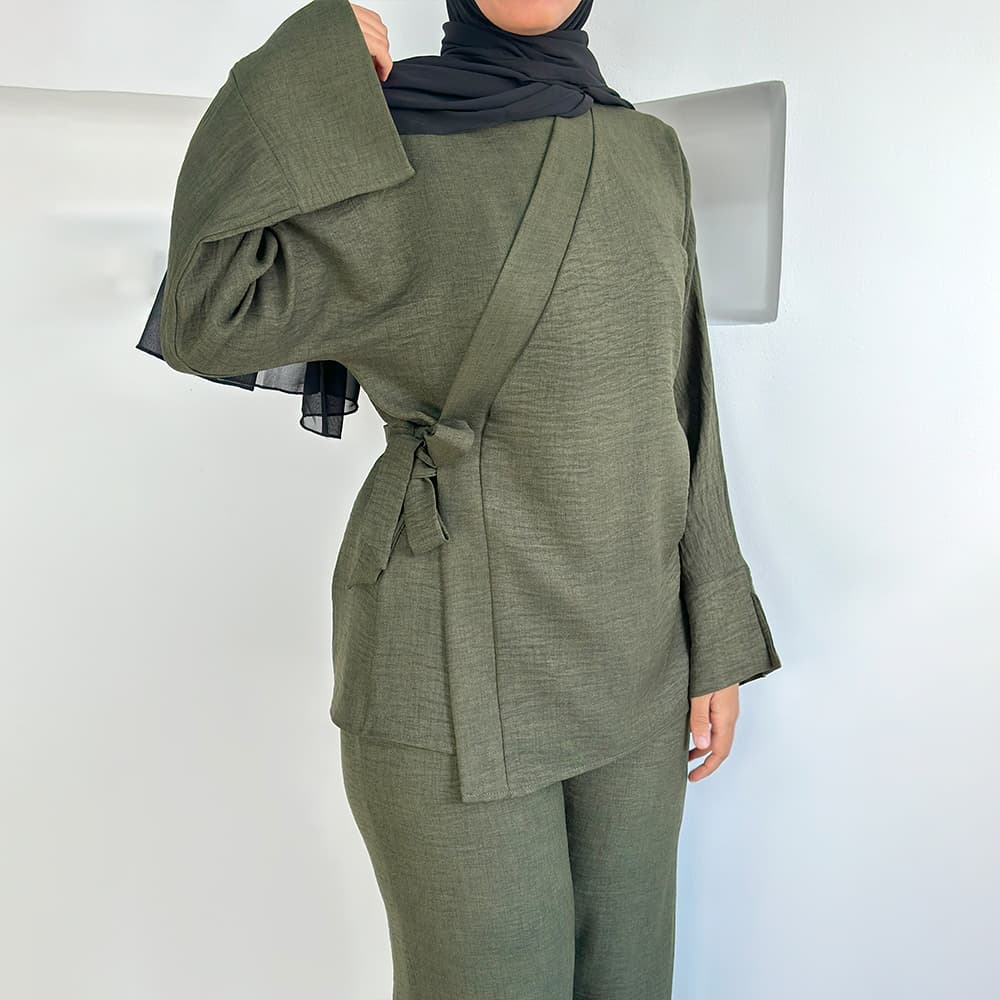 2pc Set Modest Solid Color Abaya