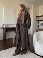 Elegant Linen Blend Kimono Abaya