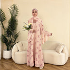 Elegant Flower Chiffon Open Abaya