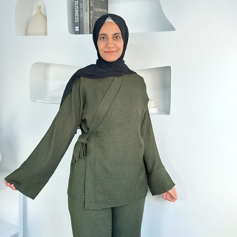 2pc Set Modest Solid Color Abaya