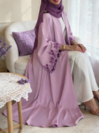 Embroidered Open Front Abaya