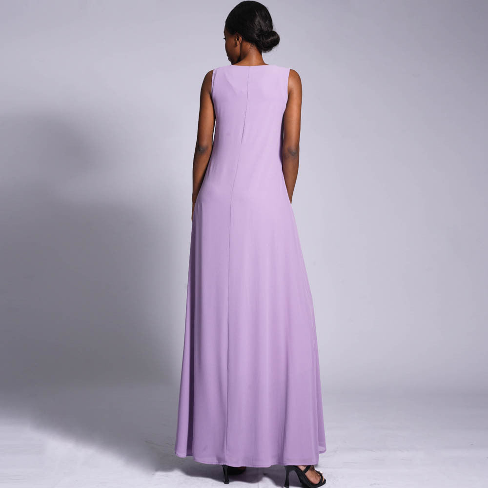 Double Layered Chiffon Sleeveless Dress