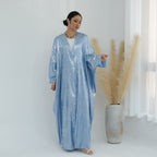 Shiny Satin Open Kimono Butterfly Abaya
