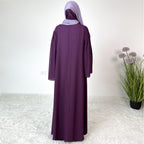 فستان مرقع بلونين مع حجاب