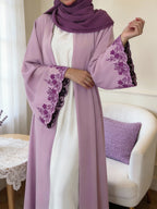 Embroidered Open Front Abaya
