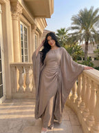 Batwing Sleeve Ruched Kaftan Dress