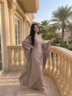 Batwing Sleeve Ruched Kaftan Dress