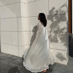 Wrinkled Cuffs Shiny Silk Abaya