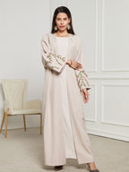Embroidery Casual Open Kimono Abaya Moroccan