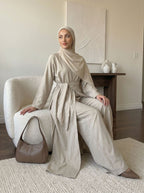 Elegant Linen Blend Kimono Abaya