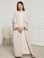 Embroidery Casual Open Kimono Abaya Moroccan