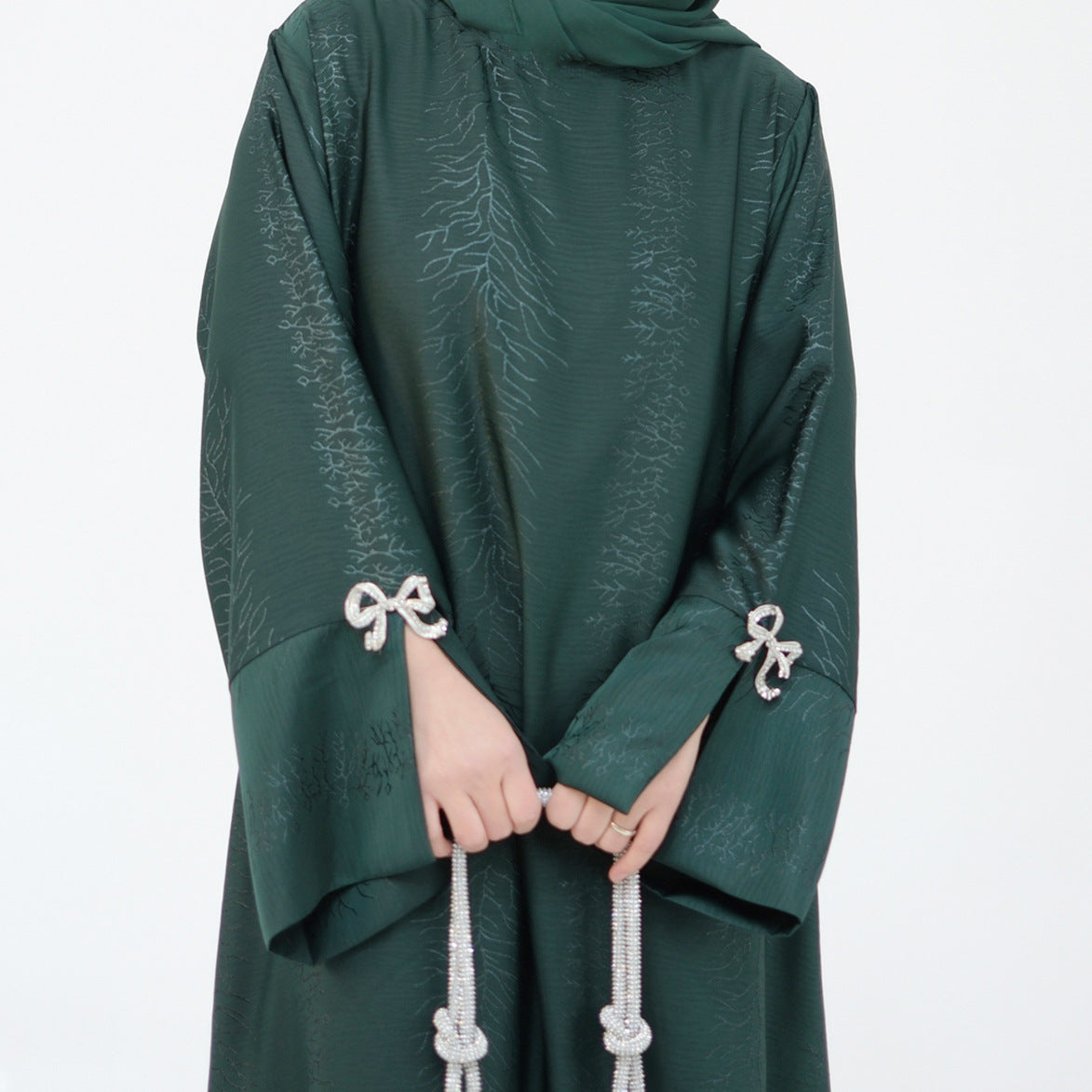 Fashion Jacquard Bow Dress with Hijab