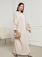 Embroidery Casual Open Kimono Abaya Moroccan