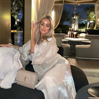 Wrinkled Cuffs Shiny Silk Abaya