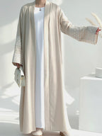 Symmetric Flower Embroidery Open Abaya