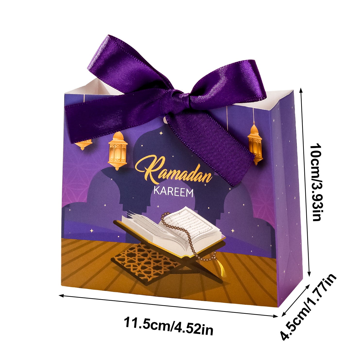 Ramadan Bow Gift Box 10 Pcs Purple