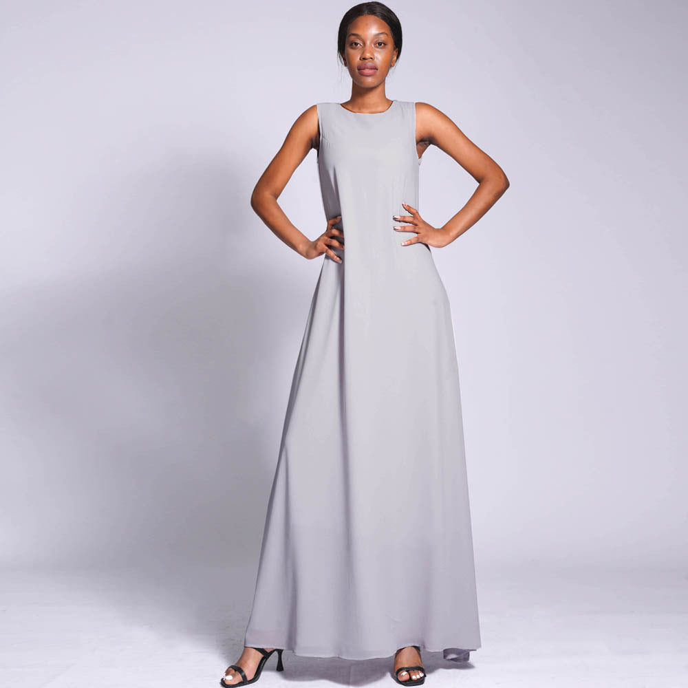 Double Layered Chiffon Sleeveless Dress