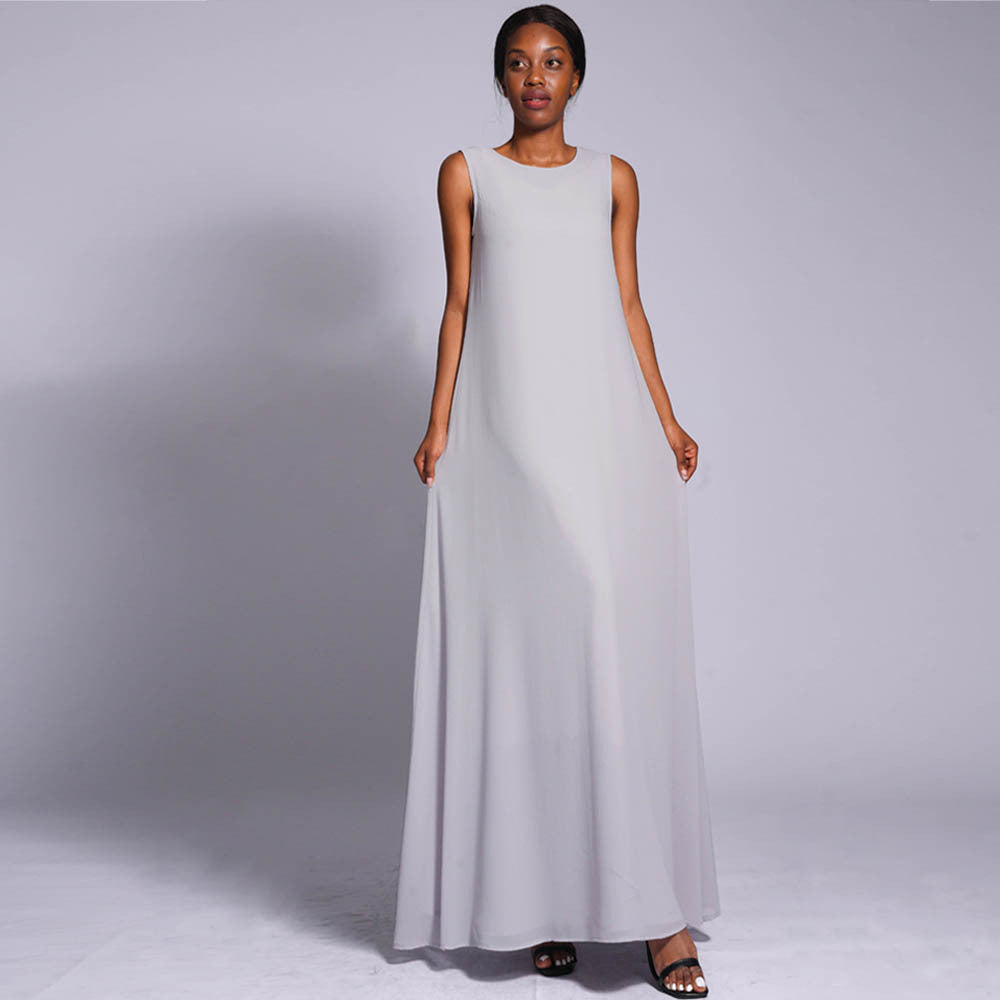 Double Layered Chiffon Sleeveless Dress