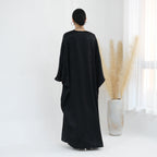 Shiny Satin Open Kimono Butterfly Abaya