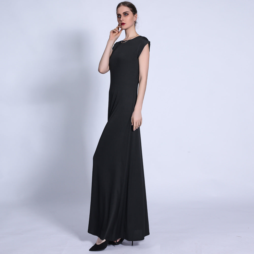 Solid Color Base Sleeveless Long Dress