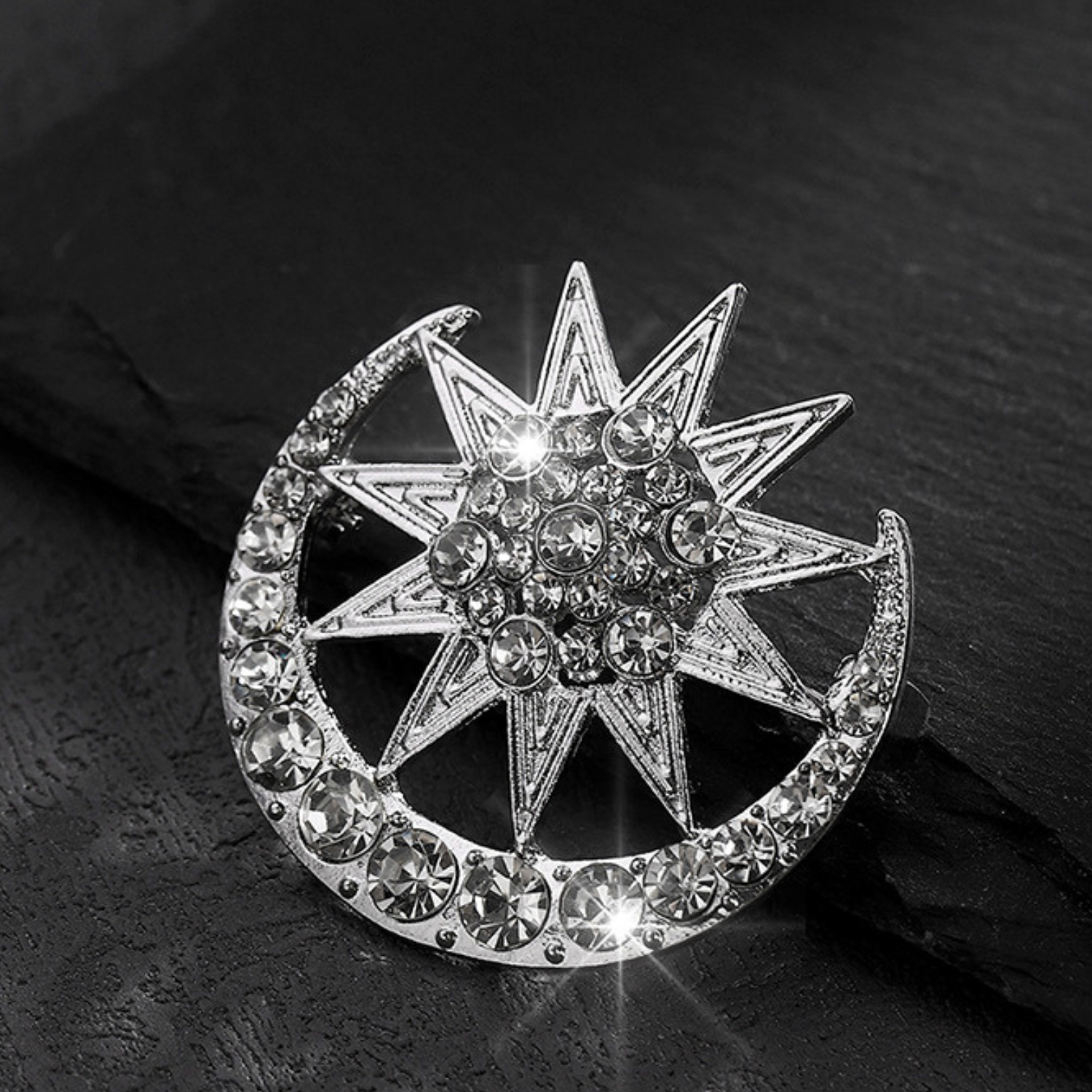 Star & Moon Alloy Brooch