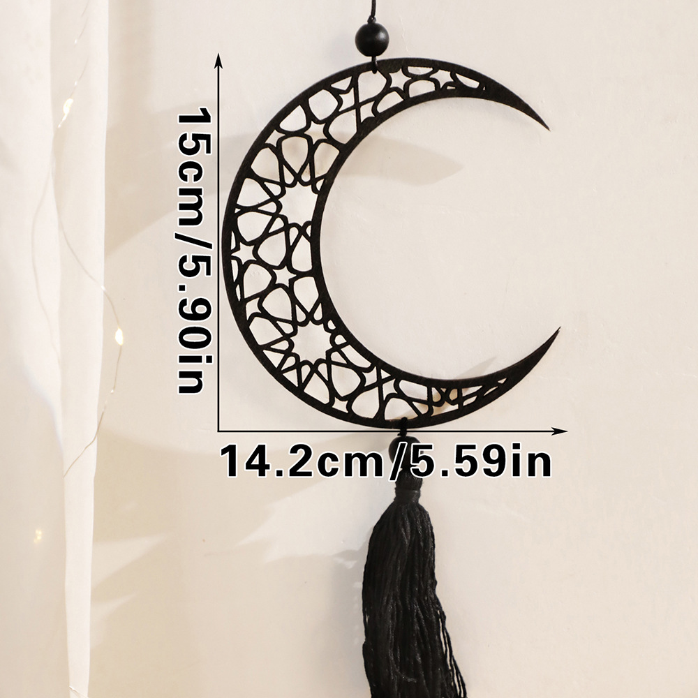 Black Moon Star Hollow Wooden Wall Decor