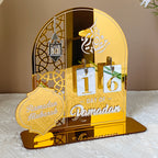 3D Golden Moon Ramadan Table Ornament Gold + Silver