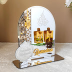 3D Golden Moon Ramadan Table Ornament Silver + Gold