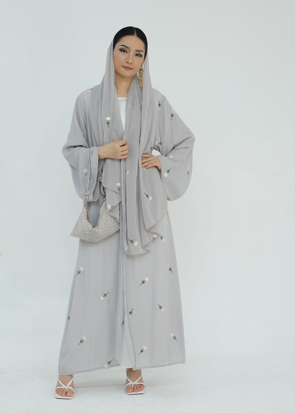 Floral Embroidery Abayas with Hijab