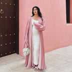 Wrinkled Cuffs Shiny Silk Abaya