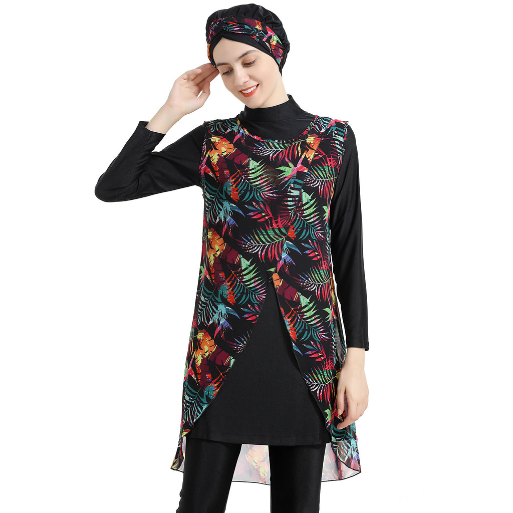 Colorful Broken Flowers 3PCS Sports Swimwear Burkini