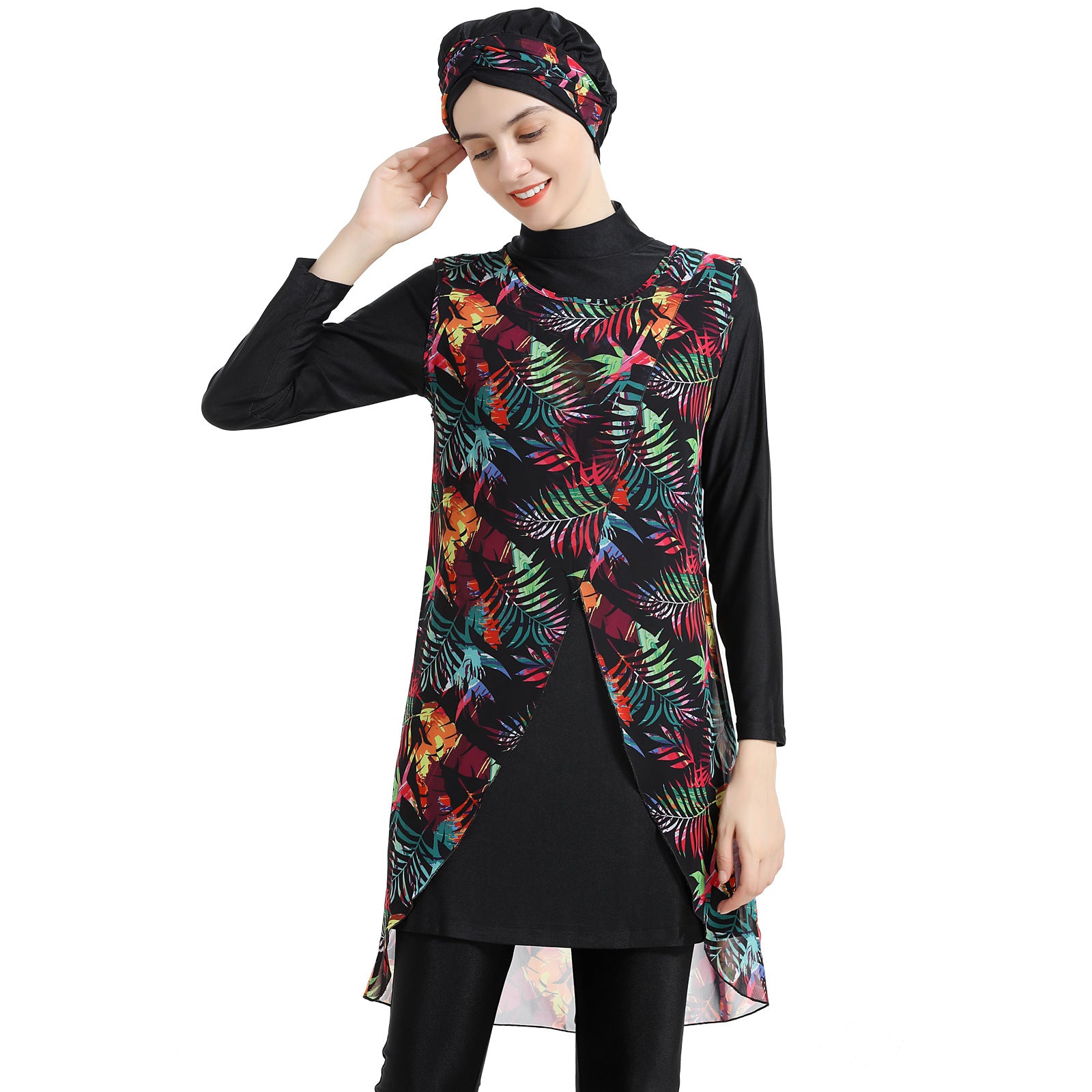 Colorful Broken Flowers 3PCS Sports Swimwear Burkini